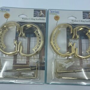 2 Spring Maid Windsor C Ring Curtain Holder Gold Tone‎ Hardware Set